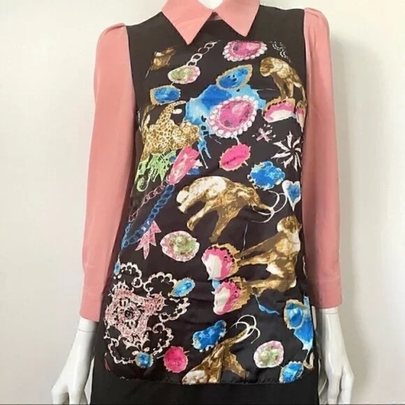 Victoria by Victoria Beckham Colour Block With Silk Overlay Shift Dress,… - Picture 3 of 15